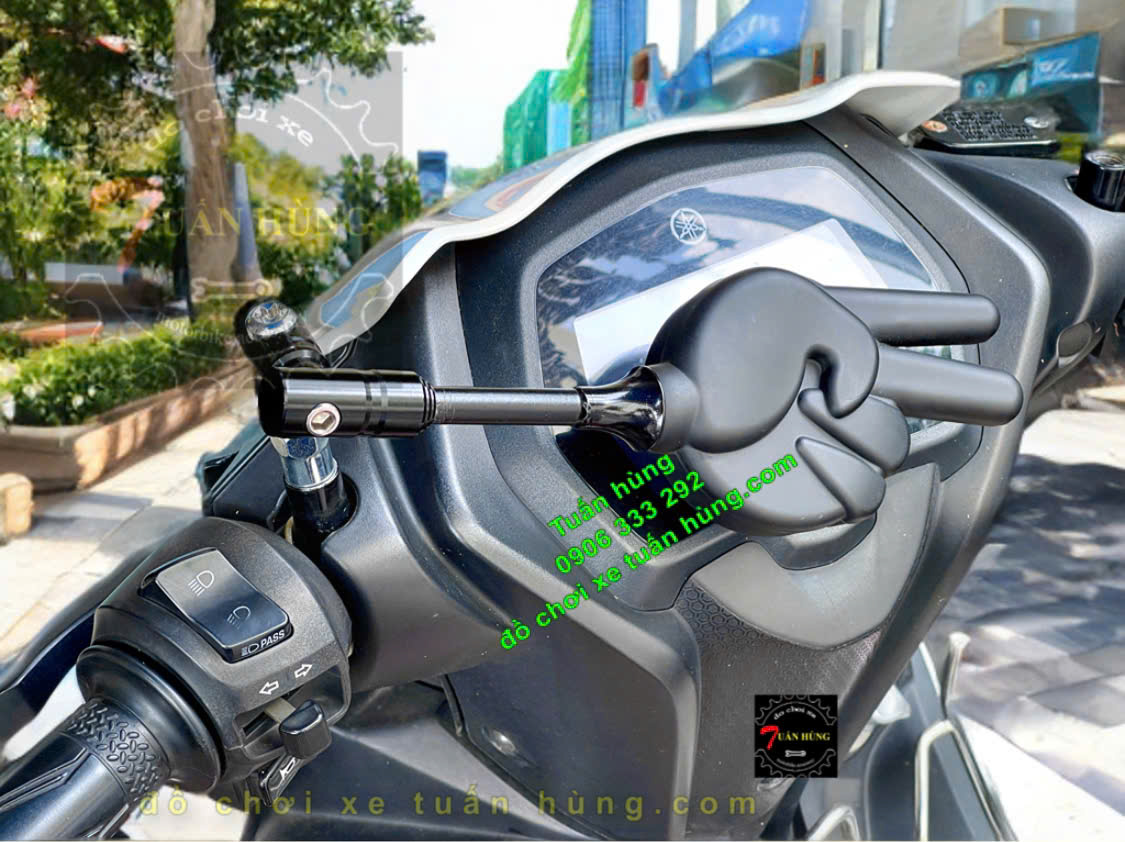 kính chiếu hậu 2 ngón xoay 360 độ, kiếng chiếu hậu gập xoay xe máy, gương xoay xe máy, gương 2 ngón gập xoay