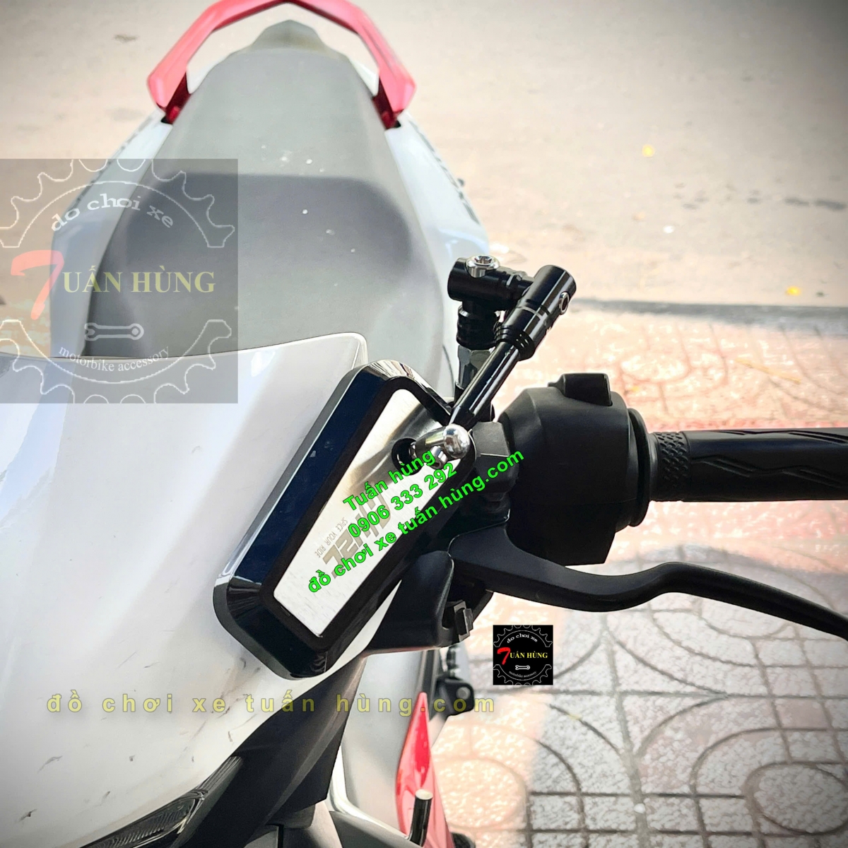 KÍNH CHIẾU HẬU MẪU VUÔNG XOAY 360 ĐỘ GẬP VÀO ĐẦU XE GẮN CHO YAMAHA VÀ HONDA, GƯƠNG H2C GẬP XOAY